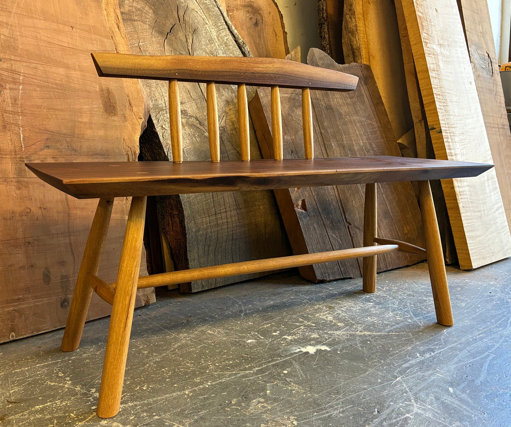 Walnut and Oak Bench - front view